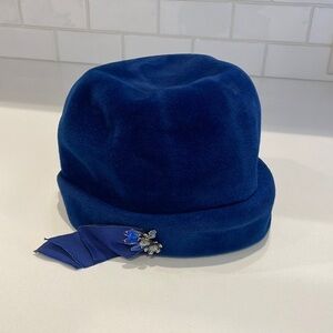 Peachbloom Vintage Velour Merrimack Body Bright Blue Hat—1930-40’s?  Size M